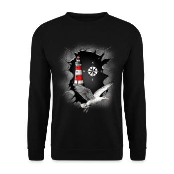 Seagull phare boussole Maritime Ahoy - Sweat-shirt Unisexe - noir - Devant - Alina (178cm) & Michal (187cm)