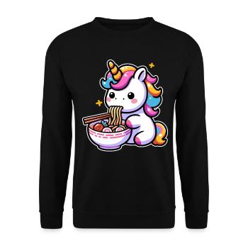 Japanese Kawaii Unicorn Ramen Asian Cuisine - Unisex Sweatshirt - black - Front - Alina (178cm) & Michal (187cm)