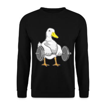 Ente Bodybuilder Langhantel Bodybuilding - Unisex Pullover - Schwarz - Vorne - Alina (178cm) & Michal (187cm)