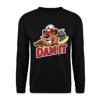 "Dam It" Beaver Canada Pride Funny Lumberjack - Unisex Sweatshirt - black - Front - Alina (178cm) & Michal (187cm)