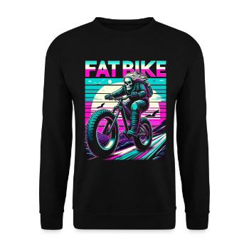Retrowave Skeleton Biker Fatbike Retro Sunset - Unisex Sweatshirt - black - Front - Alina (178cm) & Michal (187cm)