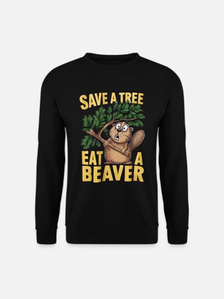 Lustiger Biber Waldtier Spruch - Unisex Pullover - Schwarz