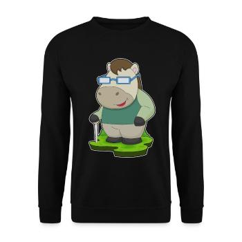 Pferd Brille - Unisex Pullover - Schwarz - Vorne - Alina (178cm) & Michal (187cm)