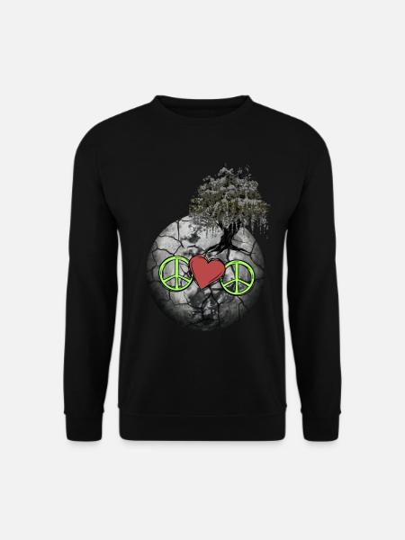 Planet Peace Herz Natur Weltfrieden Klima - Unisex Pullover - Schwarz