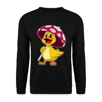 Ente Regenschirm - Unisex Pullover - Schwarz - Vorne - Alina (178cm) & Michal (187cm)
