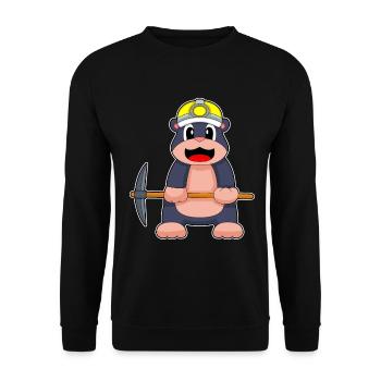 Maulwurf Bergarbeiter Spitzhacke Bergbau - Unisex Pullover - Schwarz - Vorne - Alina (178cm) & Michal (187cm)
