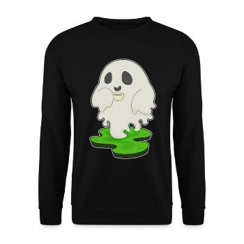 Geist Halloween Kaffee - Unisex Pullover - Schwarz - Vorne - Alina (178cm) & Michal (187cm)