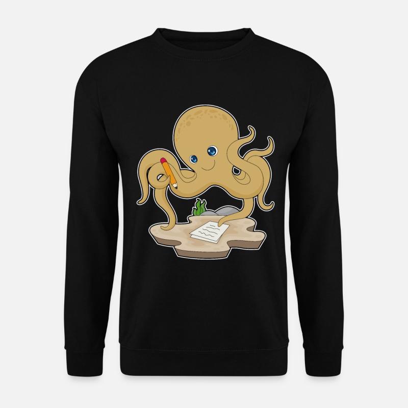 Krake Schüler Bleistift Schule - Unisex Pullover - Schwarz