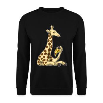 Giraffe Pizza - Unisex Sweatshirt - black - Front - Alina (178cm) & Michal (187cm)