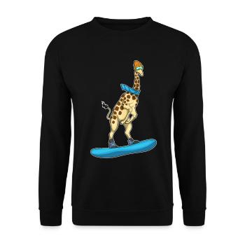 Giraffe Snowboarder Snowboard - Unisex Sweatshirt - black - Front - Alina (178cm) & Michal (187cm)
