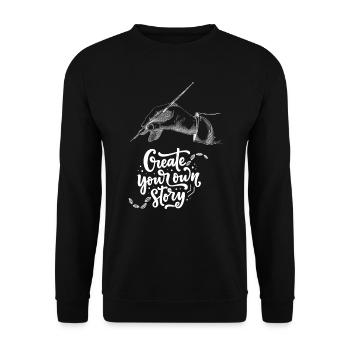 Handillustration mit inspirierender Botschaft - Unisex Pullover - Schwarz - Vorne - Alina (178cm) & Michal (187cm)