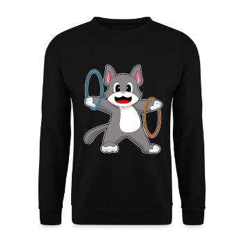 Katze Fitnessreifen Workout Gymnastik - Unisex Pullover - Schwarz - Vorne - Alina (178cm) & Michal (187cm)