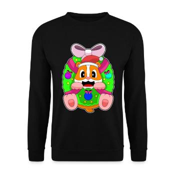 Hamster Christmas Hair Bow - Unisex Sweatshirt - black - Front - Alina (178cm) & Michal (187cm)