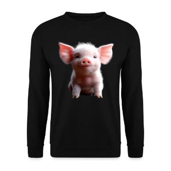 Cochon domestique Cochon Cochon Porcelet Cochon - Sweat-shirt Unisexe - noir - Devant - Alina (178cm) & Michal (187cm)