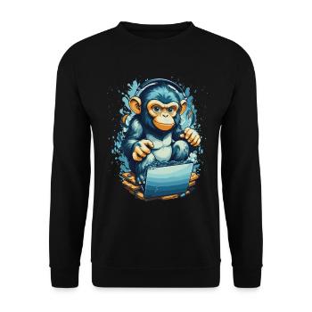 Clever Gaming Monkey - Unisex Sweatshirt - black - Front - Alina (178cm) & Michal (187cm)