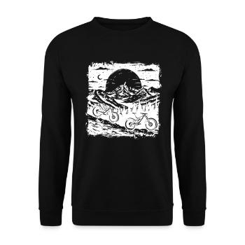 Mountainbiking Skizze - Unisex Pullover - Schwarz - Vorne - Alina (178cm) & Michal (187cm)