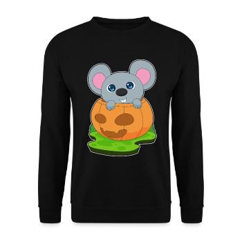 Mouse Halloween Pumpkin - Unisex Sweatshirt - black - Front - Alina (178cm) & Michal (187cm)