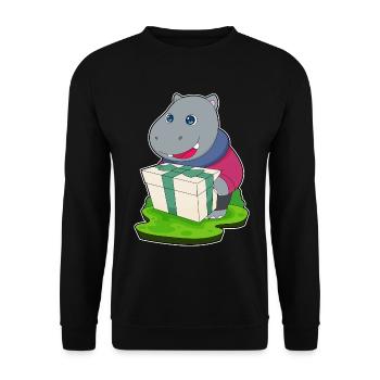 Forfait de Noël hippopotame - Sweat-shirt Unisexe - noir - Devant - Alina (178cm) & Michal (187cm)