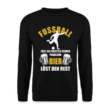 Fußball löst die meisten meiner Probleme Bier - Unisex Pullover - Schwarz - Vorne - Alina (178cm) & Michal (187cm)
