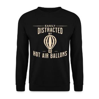 Easily distracted by hot air balloons Funny - Unisex Sweatshirt - black - Front - Alina (178cm) & Michal (187cm)