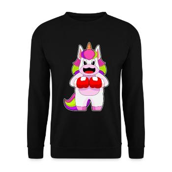 Einhorn Boxer Boxhandschuhe Boxen - Unisex Pullover - Schwarz - Vorne - Alina (178cm) & Michal (187cm)