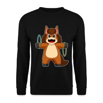 Pferd Fitnessreifen Workout Gymnastik - Unisex Pullover - Schwarz - Vorne - Alina (178cm) & Michal (187cm)