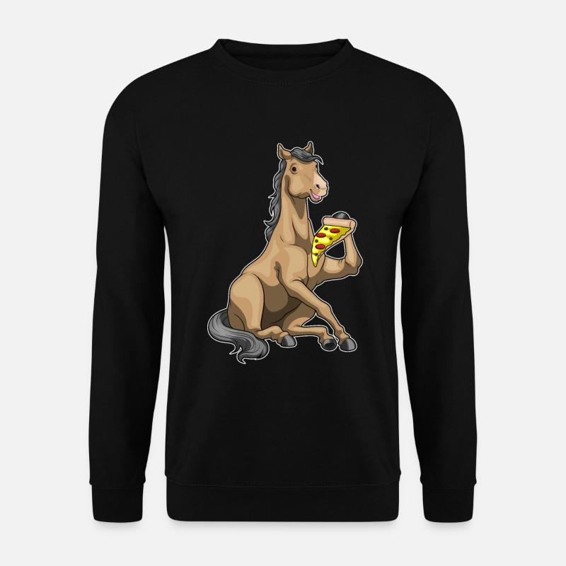 Pferd Pizza - Unisex Pullover - Schwarz