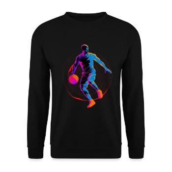 90er Basketball Liebhaber - Unisex Pullover - Schwarz - Vorne - Alina (178cm) & Michal (187cm)
