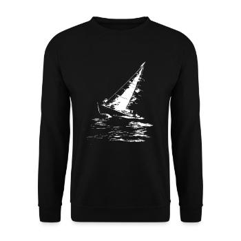 Segeln Grafik - Unisex Pullover - Schwarz - Vorne - Alina (178cm) & Michal (187cm)