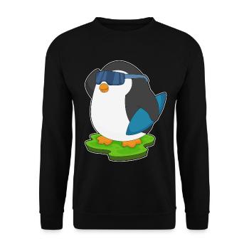 Pinguin Surfen Surfbrett Sommer - Unisex Pullover - Schwarz - Vorne - Alina (178cm) & Michal (187cm)
