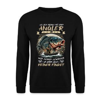 Ne plaisantez jamais avec un pêcheur ! - Sweat-shirt Unisexe - noir - Devant - Alina (178cm) & Michal (187cm)