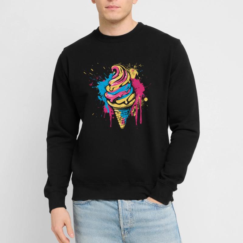 Cornet de crème glacée Éclaboussures de couleur Sweat-shirt Unisexe