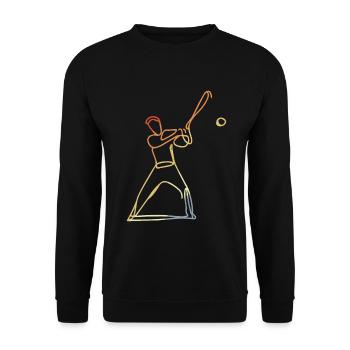 Vintage Baseball Spieler - Unisex Pullover - Schwarz - Vorne - Alina (178cm) & Michal (187cm)