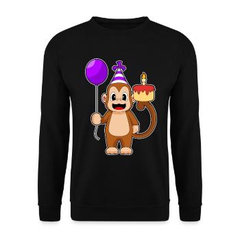 Monkey Birthday Balloon - Unisex Sweatshirt - black - Front - Alina (178cm) & Michal (187cm)