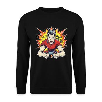 Gamer Cartoon Stil - Unisex Pullover - Schwarz - Vorne - Alina (178cm) & Michal (187cm)
