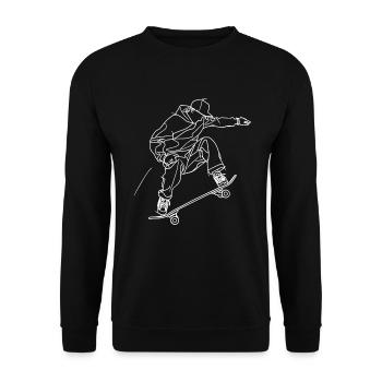Skateboarder Skizze - Unisex Pullover - Schwarz - Vorne - Alina (178cm) & Michal (187cm)
