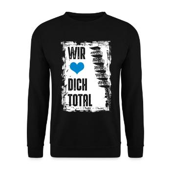 Rostock Fussball Wir lieben dich total Rostock - Unisex Pullover - Schwarz - Vorne - Alina (178cm) & Michal (187cm)
