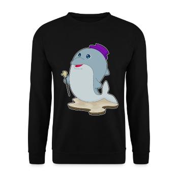 Dolphin Pensioner Walking Stick - Unisex Sweatshirt - black - Front - Alina (178cm) & Michal (187cm)
