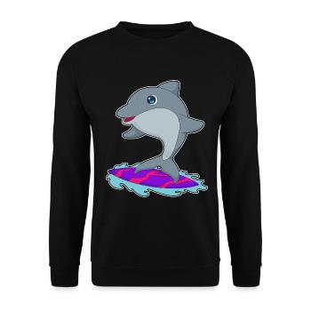 Été de surf sur planche de surf Dolphin - Sweat-shirt Unisexe - noir - Devant - Alina (178cm) & Michal (187cm)