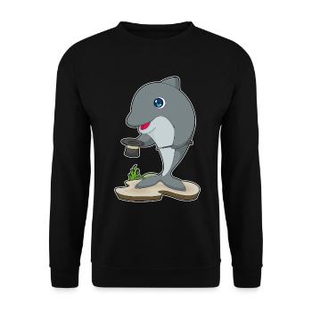 Delfin Zauberer Zylinder - Unisex Pullover - Schwarz - Vorne - Alina (178cm) & Michal (187cm)