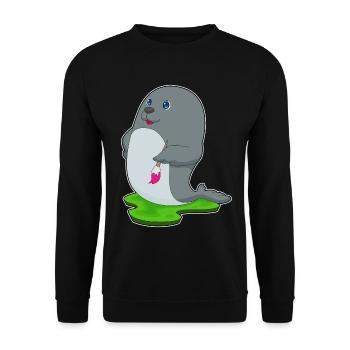 Seal Painter Brush Painting - Unisex Sweatshirt - black - Front - Alina (178cm) & Michal (187cm)