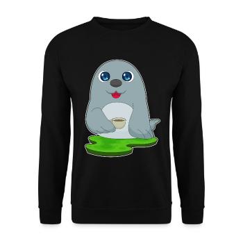 Seal Coffee Mug - Unisex Sweatshirt - black - Front - Alina (178cm) & Michal (187cm)