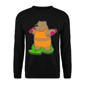 Bär Bodybuilder Hanteln Bodybuilding - Unisex Pullover - Schwarz - Vorne - Alina (178cm) & Michal (187cm)