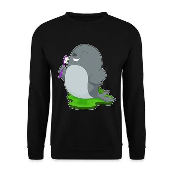 Seal Toothbrush - Unisex Sweatshirt - black - Front - Alina (178cm) & Michal (187cm)