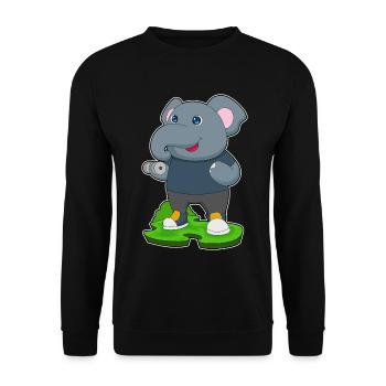 Bodybuilding éléphant avec haltères - Sweat-shirt Unisexe - noir - Devant - Alina (178cm) & Michal (187cm)