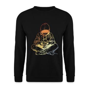 Gamer Drawing Retro Look - Unisex Sweatshirt - black - Front - Alina (178cm) & Michal (187cm)