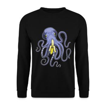 Krake Banane - Unisex Pullover - Schwarz - Vorne - Alina (178cm) & Michal (187cm)