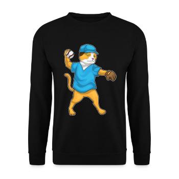 Cat Baseball Baseball Glove Sports - Unisex Sweatshirt - black - Front - Alina (178cm) & Michal (187cm)