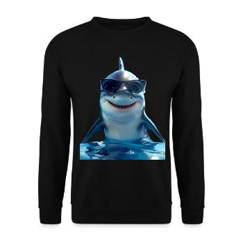 Hai Haifisch Tigerhai Grauhai Haie Weißer Hai - Unisex Pullover - Schwarz - Vorne - Alina (178cm) & Michal (187cm)