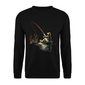 Retro Fishing Sketch - Unisex Sweatshirt - black - Front - Alina (178cm) & Michal (187cm)